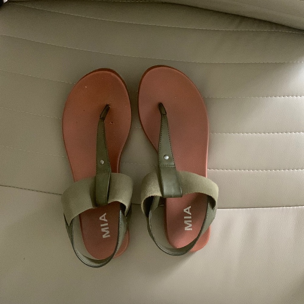 Brown and green sandals